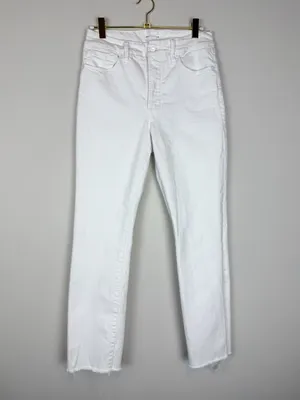 Good American Good Straight High Rise Raw Hem White Jeans Size 4/27‎ thumbnail 3