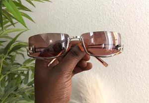 Vintage Y2K Unisex Upside Down Brown silver sunglasses thumbnail 1