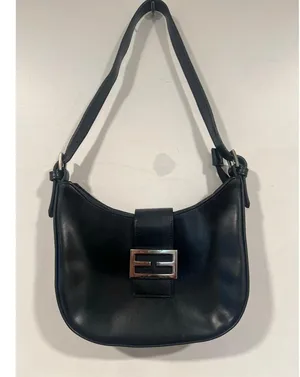 Women’s Black Faux Leather Small Hobo Bag thumbnail 2