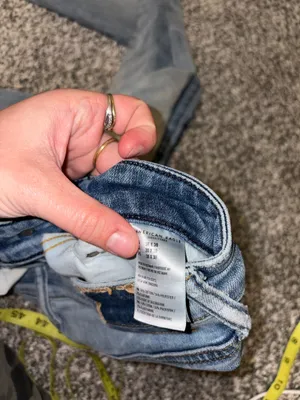 American Eagle Outfitters Slim Straight Light Blue Jeans with Paint Details thumbnail 15