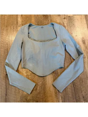 Alo Soft Sculpt Long Sleeve Top Mint Green Medium thumbnail 2