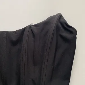 White Fox Boutique Black Strapless Corset Bandeau Crop Top Size Small thumbnail 2