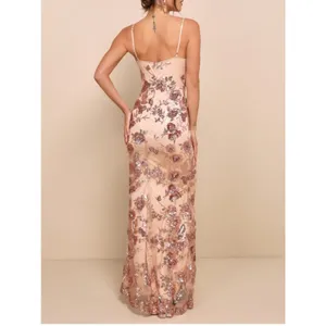Lulu's size XL Rose Gold Sequin Floral Embroidered Mesh Fabric maxi mermaid ball thumbnail 13