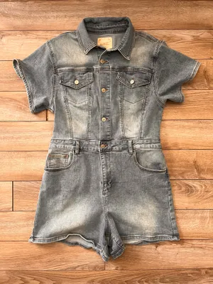 Altar’d state denim romper size medium thumbnail 1