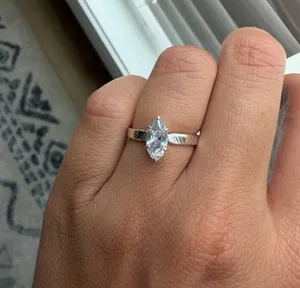 Silver Ring Sterling 925 6 marquise thumbnail 1