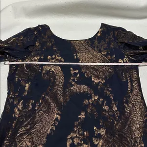 Leslie Fay Navy & Metallic Rose Gold Short Dress with split sleeves size 10 thumbnail 11