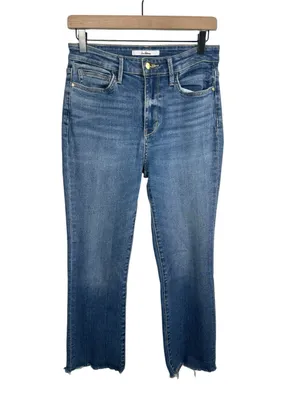 Sam Edelman The Stiletto High Rise Crop Boot Jeans Size 27 Medium Wash Raw Hem‎ thumbnail 4