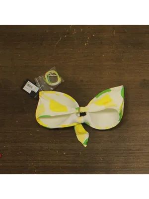 NWT Kate Spade Womens Tie-Front Bikini Top Bandeau Swim White / Yellow / Green S thumbnail 5