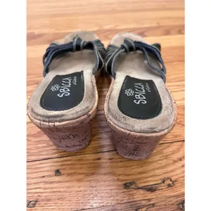 Sbicca of California Black Knotted Cork Wedge Sandals Size 8 thumbnail 5