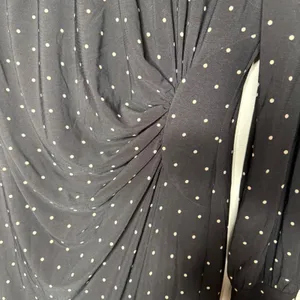 Chaps Black Polka‎ Dot Long Sleeve Ruched Sheath Dress - Women's Sz L thumbnail 5
