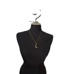 Gold-Plated J Pendant Necklace On Rope Chain 18 Inches Unisex thumbnail 2