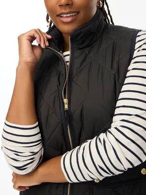 J. Crew Factory Quilted Black Zip Up Puffer Vest with Snap Pockets Size Large thumbnail 3