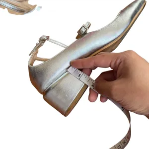 Peche Nico Heels Silver Size‎ US 7.5 /8 Mary Jane Style Strap Small Heel thumbnail 7
