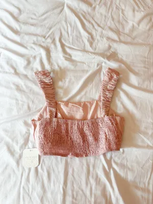 Light Pink Ruched Cropped Tank Top Size XS thumbnail 2
