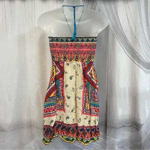 Flying Tomato Multicolor Strapless Bohemian Dress Y2K Boho Midi Halter Paisley thumbnail 3