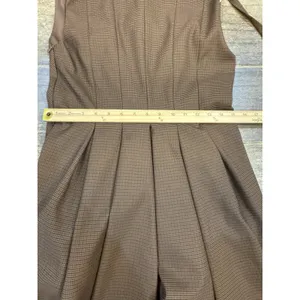 Zara Brown Houndstooth Check Square Neck Pleated A-Line Mini Dress Academia thumbnail 11