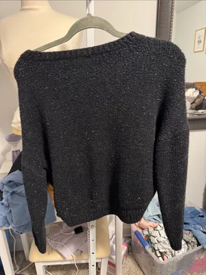 wild fable Black Sparkle Boatneck Crew Sweater thumbnail 4