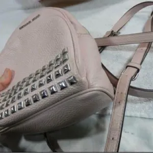 Michael Kors Abbey Studded Pink Pebble Leather Mini Backpack thumbnail 5