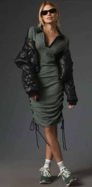 Daily Practice by Anthropologie Long-Sleeve Colorblock Polo Midi Dress‎ thumbnail 1