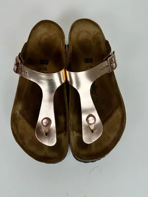 Birkenstock Papillio Gizeh Platform Rose Gold Leather Sandals Women’s 39 8-8.5 thumbnail 2