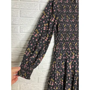 Hill House Home Vivianne The Nap Dress long sleeve black pink women's size small thumbnail 4