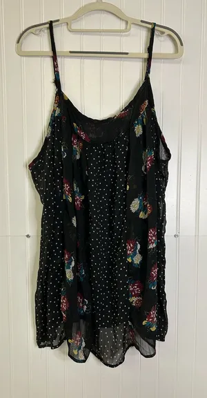 Torrid Mixed Floral & Dot Print Paneled Chiffon Cami thumbnail 1