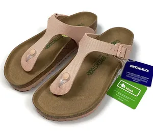 Birkenstock Gizeh Rivet logo Soft Pink Textile Vegan Thong Sandals Size 9 NEW! thumbnail 1