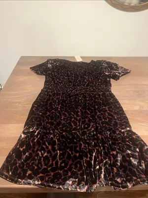 French Connection Girls' Leopard Velvet Dress - Brown and Black thumbnail 8