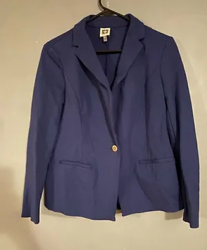 Anne Klein Navy Dress Jacket Blazer With Faux Pockets Size Small thumbnail 1