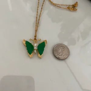 Green Jade Butterfly Necklace thumbnail 3