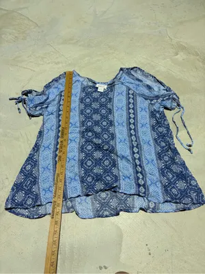 Ariat Blue Patterned Short Sleeve Top xl thumbnail 6