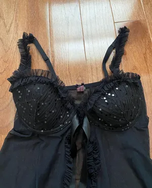 Victoria's Secret Sexy little things Sheer front tie baby doll Chemise Black thumbnail 2