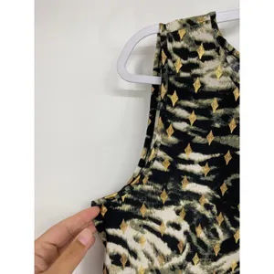 By Design Womens Black Gold Sleeveless Animal Print Blouse NEW Size Large thumbnail 4