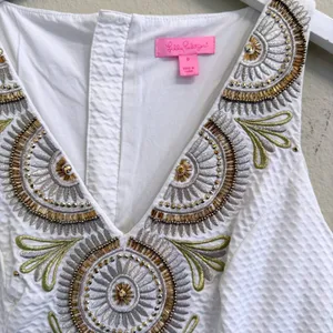 Lilly Pulitzer Gabby Shift Dress Womens 0 Resort White Seersucker‎ Bridal Preppy thumbnail 8