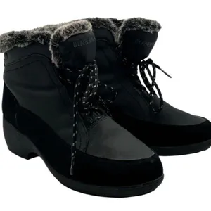 WEATHERPROOF Boots Women's Size 9 Black Linda Faux Fur Lace Up Snow Winter Shoes thumbnail 1