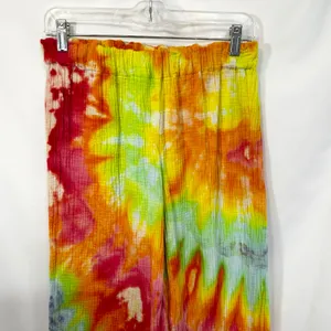 4OUR DREAMERS Medium Gauzy Pants Handmade Tie Dye‎ Elastic Pull On Spiral 901 thumbnail 3