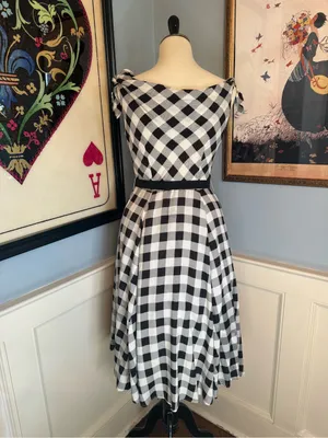 Collectif Giordana Gingham Retro Swing Dress Sz M UK12 US8 thumbnail 4
