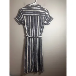 Banana Republic Womens Navy‎ White Striped Linen Rayon Midi Shirt Dress Size 4 thumbnail 6
