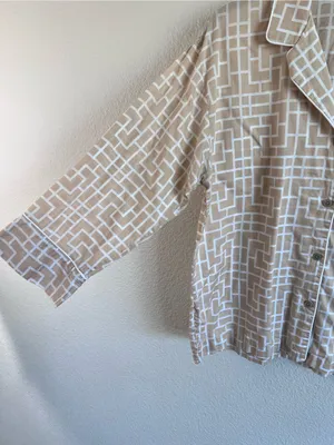 Natori Women’s Geometric‎ Print Notch Collar Pajama Top Cotton Sleep Shirt thumbnail 4