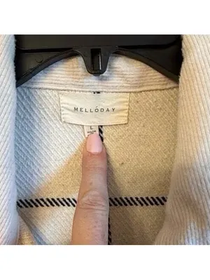 Melloday Women's Black & White Plaid Shacket Coatigan Shirt Flannel Large thumbnail 4
