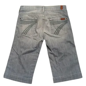 7 For All Mankind Womens 26 Dojo Short Jeans Light Wash Denim‎ Bermuda Made USA thumbnail 2