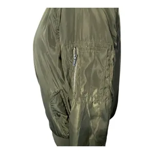 Joujou Bomber Jacket‎ Women Large Olive Green Faux Fur Lined Full Zip Utility thumbnail 11