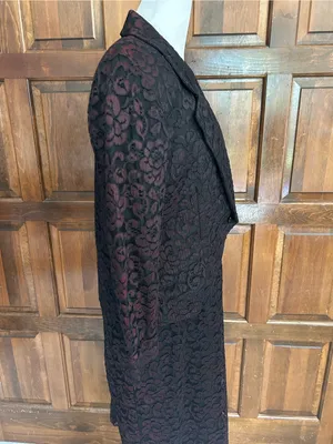Vtg Le Crillon‎ Black Red Lace 2 Piece Dress Blazer Suit Set Size 10 Wedding thumbnail 4