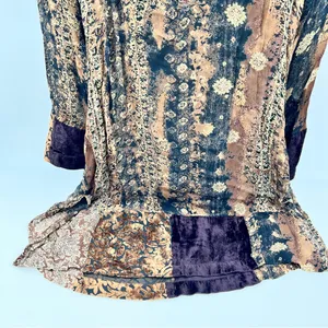 Faded Glory Brown and Gold Patterned Hoodie Tunic Blouse/Mini Dress Size S (4-6) thumbnail 4