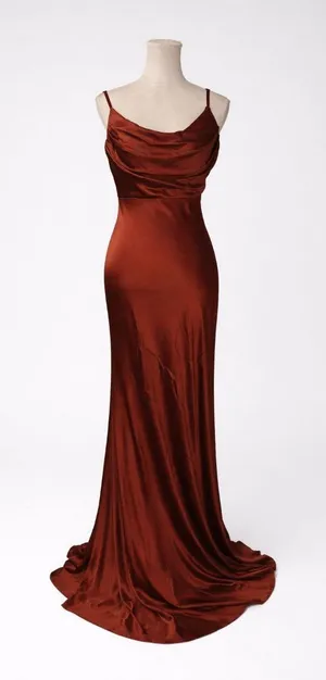 Revelry Skye Satin Side Zip Dress Size 12 Burnt Orange Double Slit NWT thumbnail 1