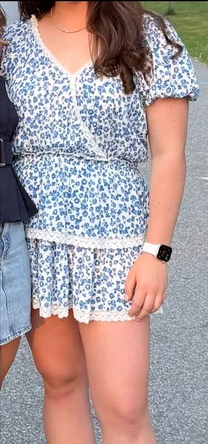 Sky to Moon Blue and White mini dress thumbnail 1