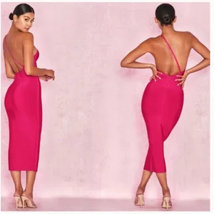 House of CB “Sasha” Hot Pink Midi Bandage Dress‎ NWOT size XS thumbnail 3