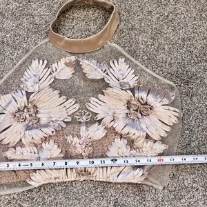 Floral Satin Ribbon & Mesh Embroidered 3D Sheer Sleeveless Tank Top Crop Top thumbnail 8