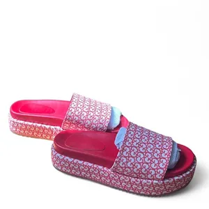 Red Platform Slides Chunky Cherry Sandals Y2K Glam Vacation Coastal Resort Sz 4 thumbnail 4