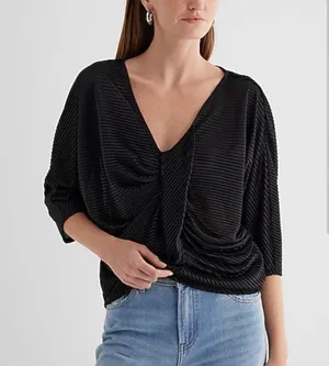 Sheer Black Ribbed Dress Top thumbnail 1